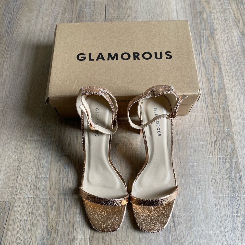 SOLD!! Glamorous Rose Gold barely there heels